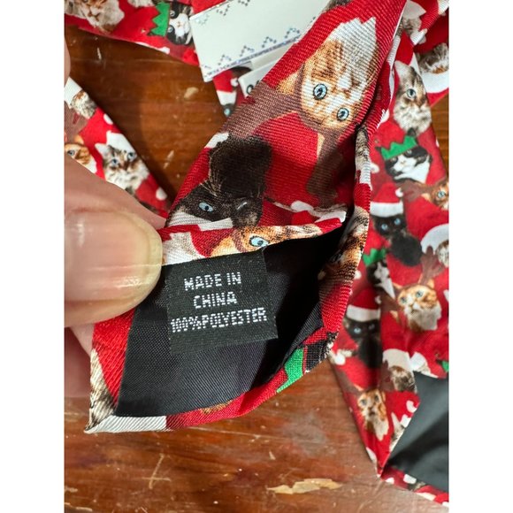 Knotty and Nice Santa Cats Holiday Christmas Tie OS Red Santa Polyester - Picture 10 of 16